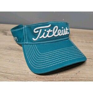 Titleist Pro V1 Golf Visor Hat Teal Green Strapback Hook Loop 100% Cotton